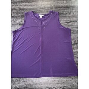 cj banks Purple Rhinestone Keyhole Sleeveless Tank Top Plus Size 1X Stretch